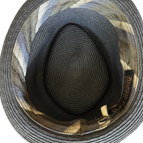 Goorin Bros Sz XL Fedora Cap Hat Banded Black Derby Dapper Retro Paper Clean 22" - Picture 11 of 16